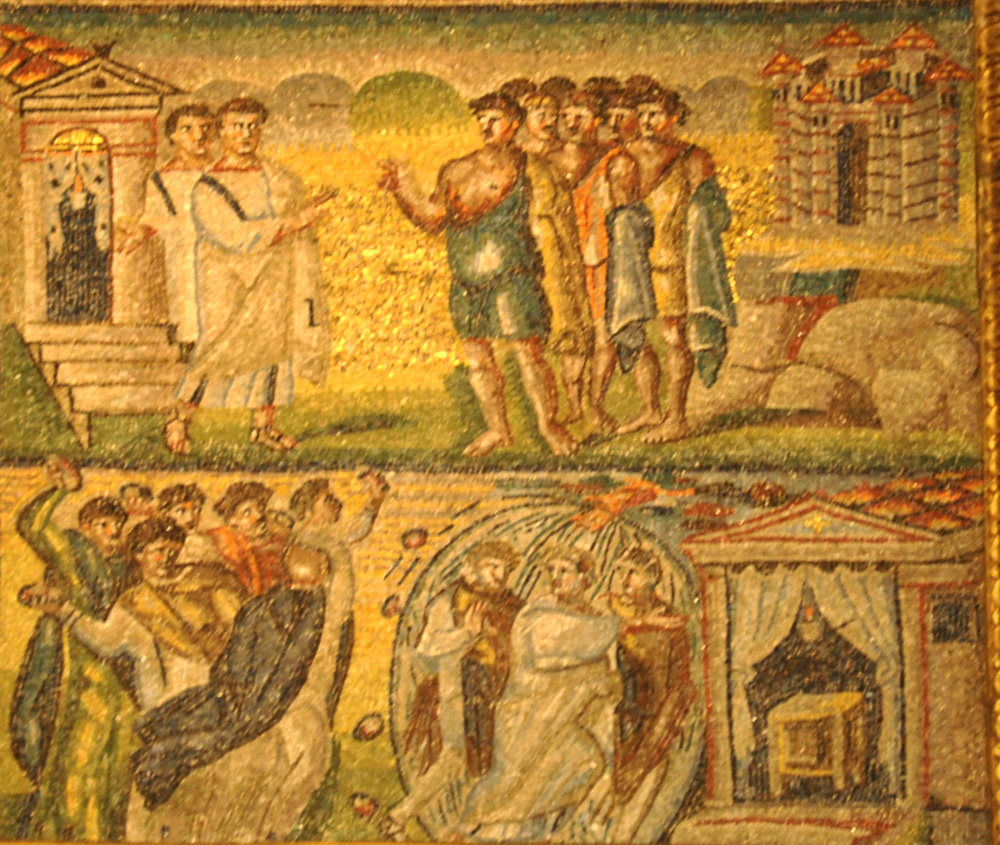 Mosaic depiction of Israelites in rebellion, early Palestine
