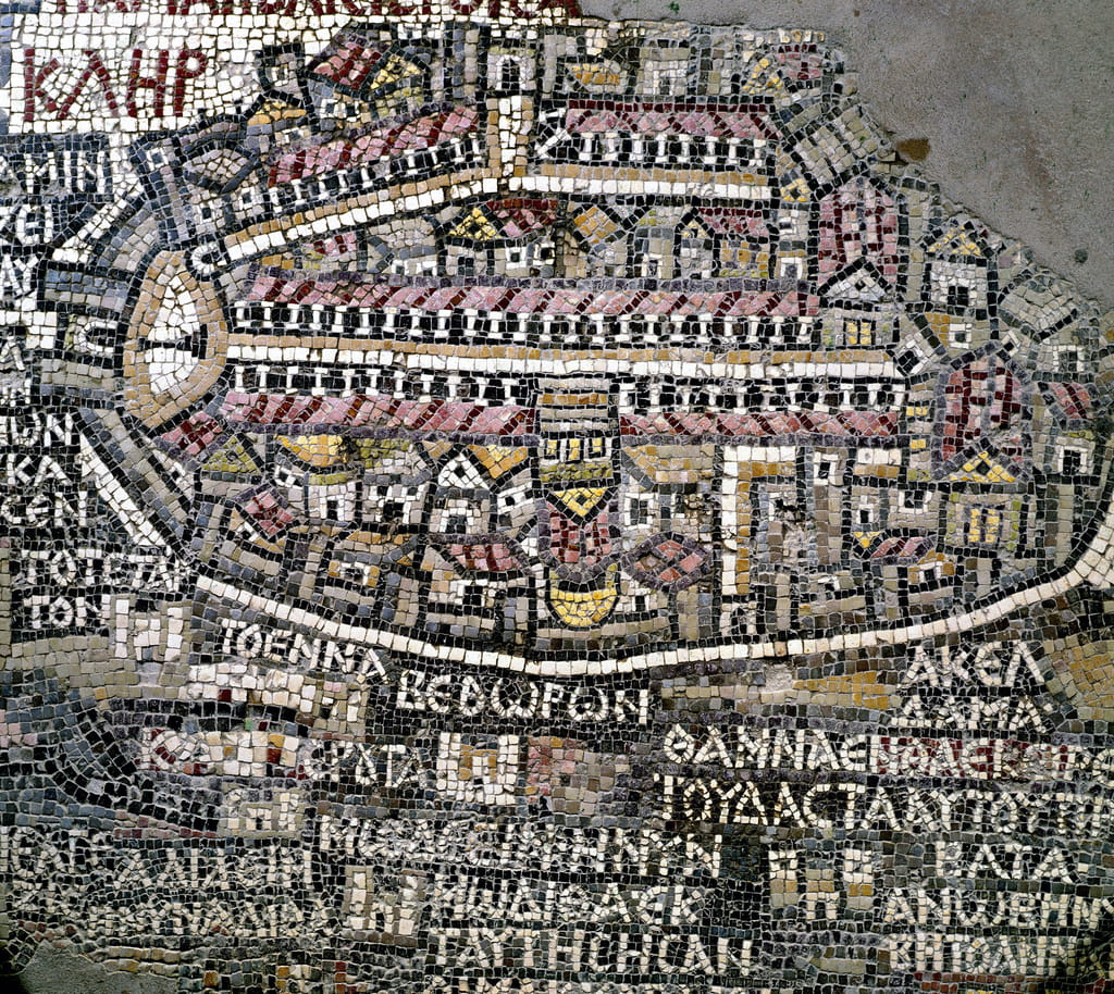 Detail from the Madaba Map mosaic showing Jerusalem