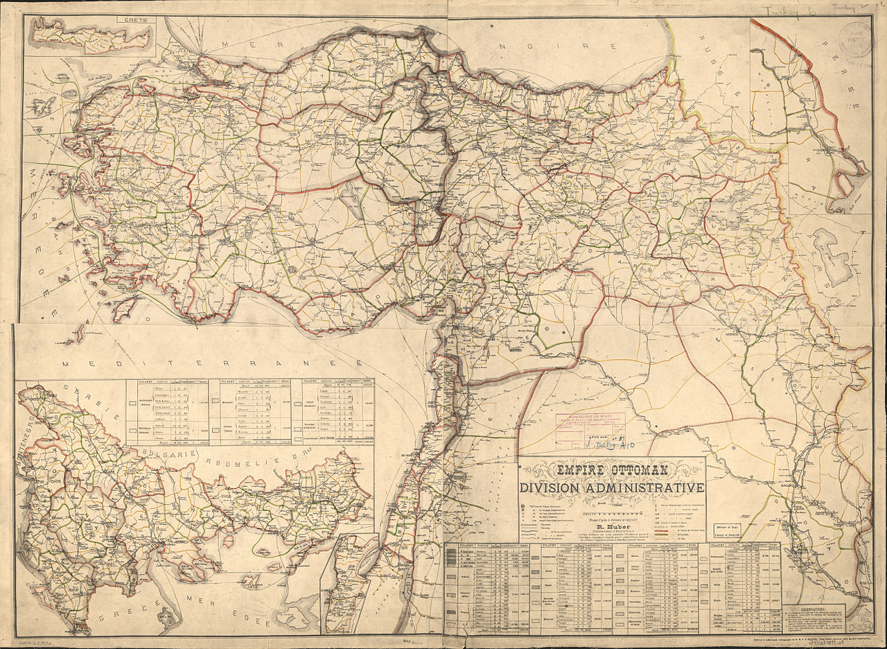 Map of Ottoman administrative divisions in Palestine