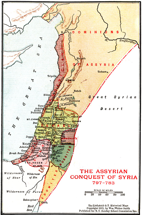 Map of Palestine during the Assyrian conquest